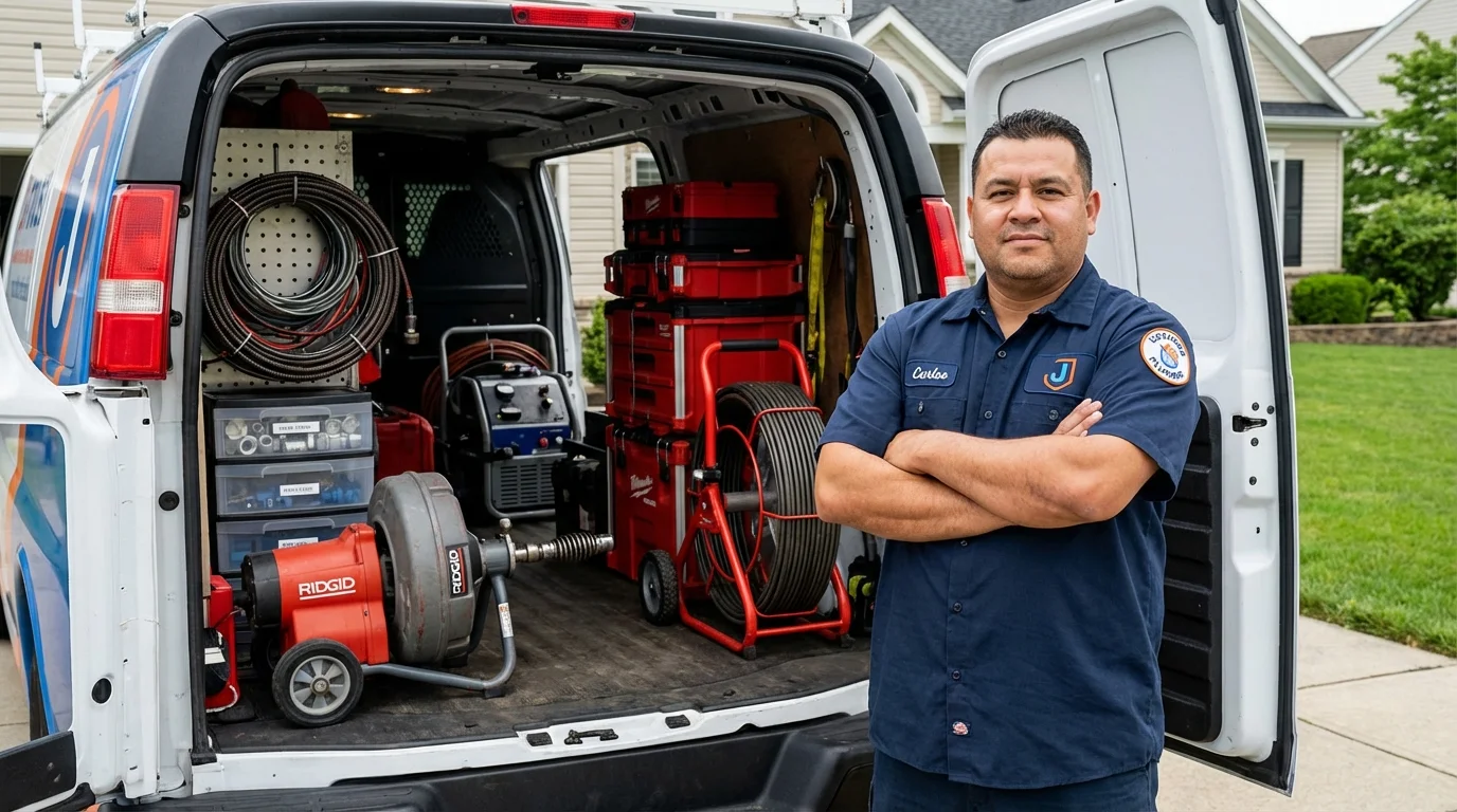 Professional drain cleaning equipment and Johns Plumbing LLC plumber in Gregory