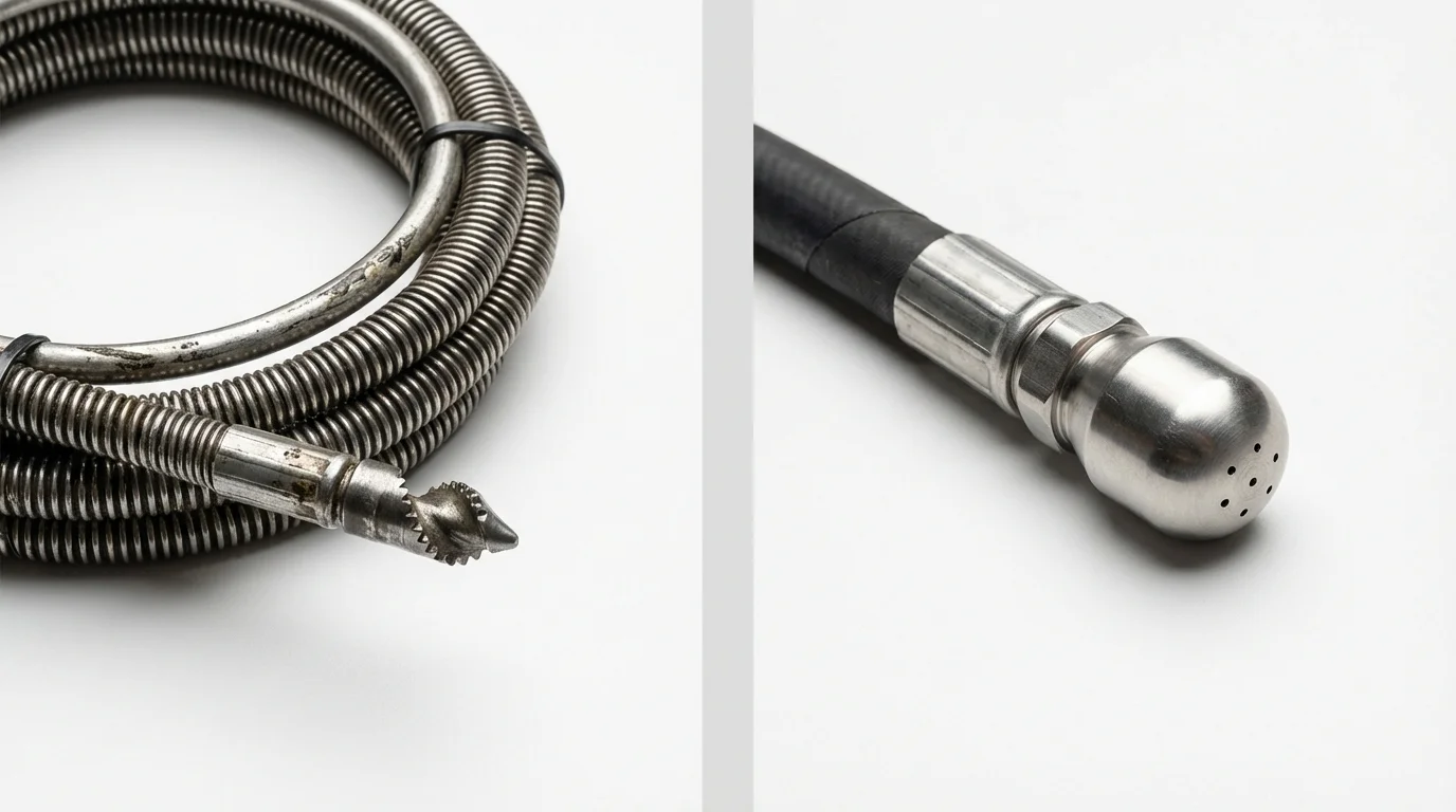 Drain snake cable and hydro jetting nozzle used for drain cleaning in Gregory, SD